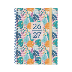 Agenda scolaire Finocam 26/27 en catalan - Vue hebdomadaire horizontale - Format A4 - 155 x 212 mm - Couverture en polypropylène