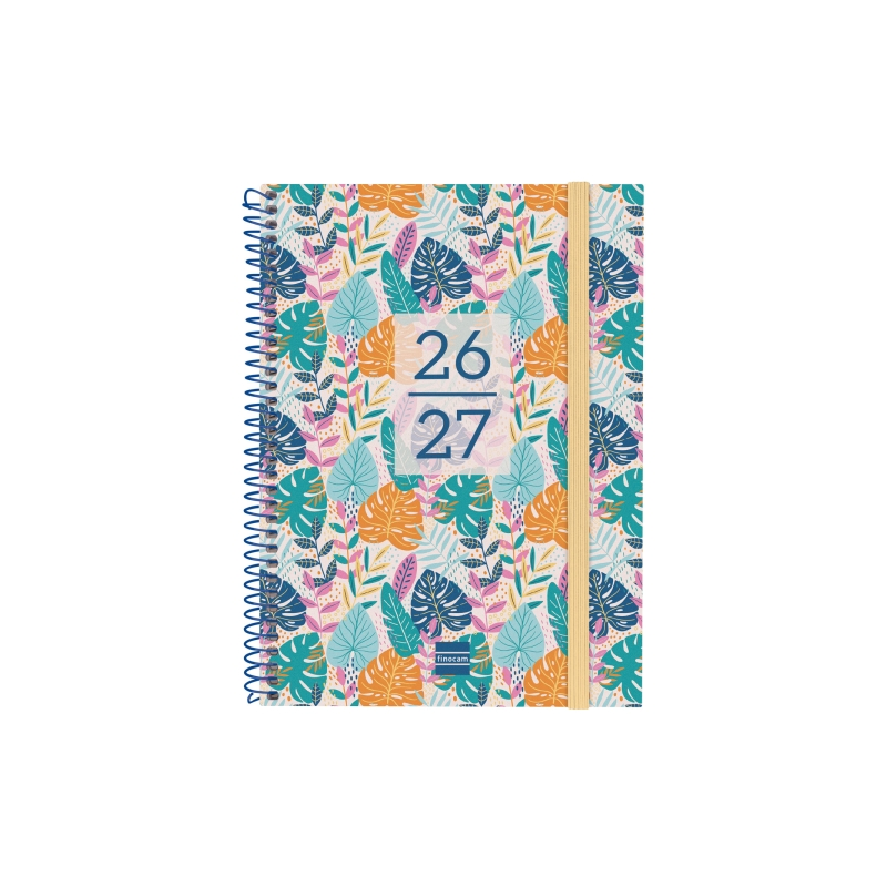 Agenda scolaire Finocam 26/27 en catalan - Vue hebdomadaire horizontale - Format A4 - 155 x 212 mm - Couverture en polypropylène