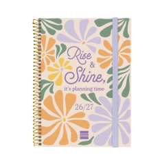 Agenda scolaire Finocam 26/27 en catalan - Vue hebdomadaire horizontale - Format A4 - 155 x 212 mm - Couverture en polypropylène