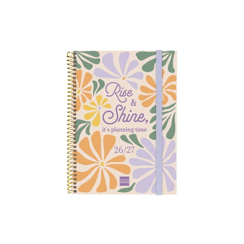 Agenda scolaire Finocam 26/27 en catalan - Vue hebdomadaire horizontale - Format A4 - 155 x 212 mm - Couverture en polypropylène