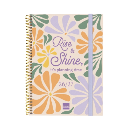 Agenda scolaire Finocam 26/27 en catalan - Vue hebdomadaire horizontale - Format A4 - 155 x 212 mm - Couverture en polypropylène