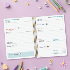 Agenda scolaire Finocam 26/27 en catalan - Vue hebdomadaire horizontale - Format A4 - 155 x 212 mm - Couverture en polypropylène