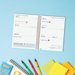 Agenda scolaire Finocam 26/27 - Vue hebdomadaire horizontale - Format in-8 - 120 x 164 mm - Couverture en polypropylène - Papier