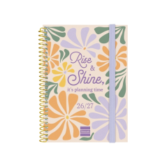 Agenda scolaire Finocam 26/27 - Vue hebdomadaire horizontale - Format 8vo - 120 x 164 mm - Couverture en polypropylène - Papier