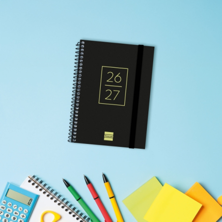 Agenda scolaire Finocam 26/27 en catalan - Vue hebdomadaire horizontale - Format in-8 - 120 x 164 mm - Couverture en polypropylè