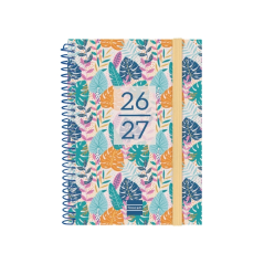 Agenda scolaire Finocam 26/27 en catalan - Vue hebdomadaire horizontale - Format 8vo - 120 x 164 mm - Couverture en polypropylèn