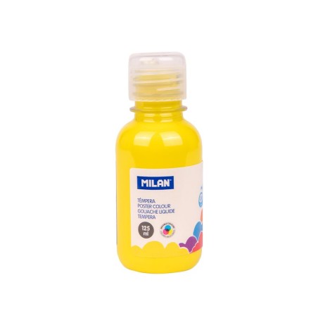 ✅ LOT de 6 Flacon Milan Tempera 125ml - Bouchon Distributeur - Séchage Rapide - Miscible - Couleur Jaune couleu en stock