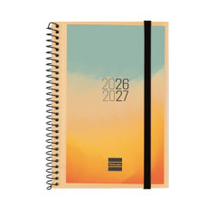 Agenda scolaire à spirale Finocam 26/27 en catalan - Agenda hebdomadaire horizontal - Format E8 - 120 x 171 mm - Couverture en p