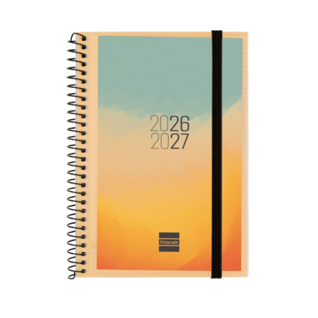 Agenda scolaire à spirale Finocam 26/27 en catalan - Agenda hebdomadaire horizontal - Format E8 - 120 x 171 mm - Couverture en p