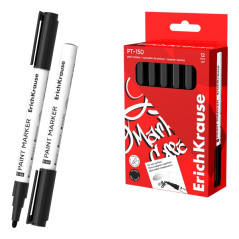 LOT de 12 Marqueur peinture Erichkrause PT-150 - Pointe ogive - Ligne 1-2 mm - Système d'alimentation en encre à valve - Encre à