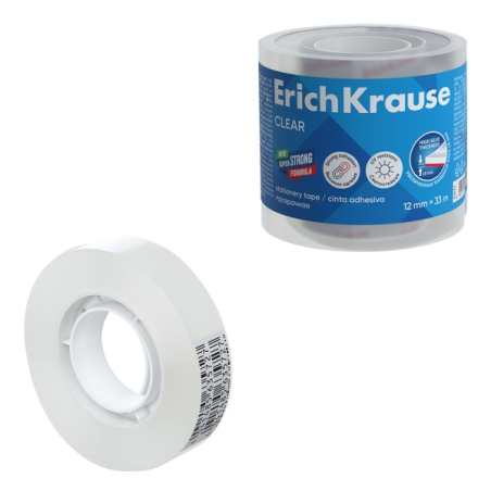 LOT de 4 Ruban adhésif transparent ErichKrause - 12 mm x 33 m - Transparent