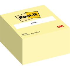 Cube Post-It de 450 notes autocollantes repositionnables - Forme carrée - 76 x 76 mm - Jaune clair