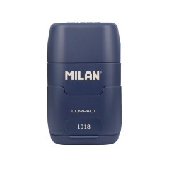 Taille-crayon double Milan Compact 1918 - Bleu foncé - 2 gommes

