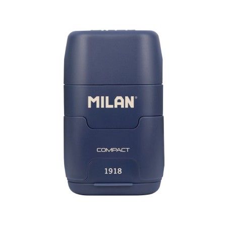 Taille-crayon double Milan Compact 1918 - Bleu foncé - 2 gommes

