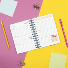 Agenda scolaire Finocam Talkual 26/27 - Vue hebdomadaire horizontale - Format 8° - 120 x 169 mm - Couverture rigide - Papier 100