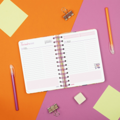 Agenda scolaire Finocam Talkual 26/27 - 1 jour par page - Format 8e - 120 x 169 mm - Couverture rigide - Papier 80 g/m² - Spiral