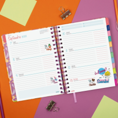 Agenda scolaire Finocam Talkual 26/27 - Vue hebdomadaire horizontale - 4e format - 155 x 217 mm - Couverture rigide - Papier 100