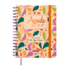 Agenda scolaire Finocam Talkual 26/27 - 1 jour par page - 4e format - 155 x 217 mm - Couverture rigide - Papier 80 g/m² - Spiral