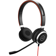 Casque Jabra Evolve 40 MS USB/3,5 mm - Suppression passive du bruit - Bandeau réglable - Commandes en ligne - Noir