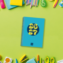 Agenda scolaire Finocam Cool 26/27 - Vue hebdomadaire horizontale - Format 8° - 120 x 164 mm - Couverture cartonnée lignée - Pap