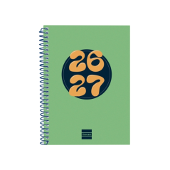 Agenda scolaire Finocam Cool 26/27 - Vue hebdomadaire horizontale - Format 8° - 120 x 164 mm - Couverture cartonnée lignée - Pap