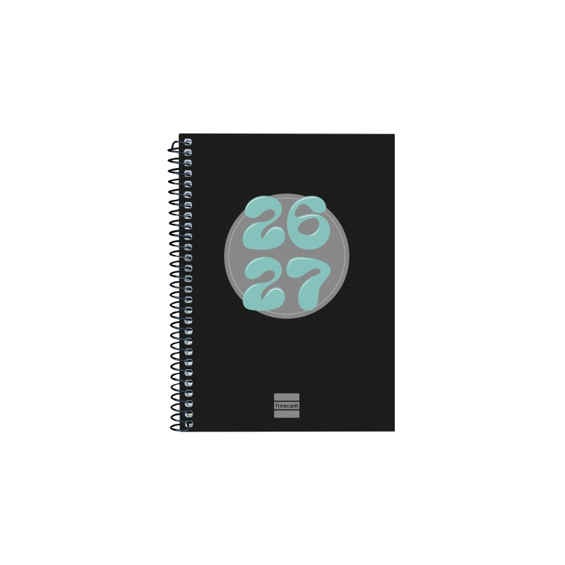 Agenda scolaire Finocam Cool 26/27 en catalan - Vue hebdomadaire horizontale - Format 8º - 120 x 164 mm - Couverture cartonnée l