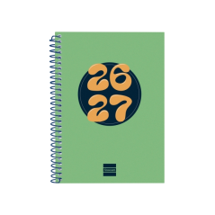 Agenda scolaire Finocam Cool 26/27 en catalan - Vue hebdomadaire horizontale - Format 8º - 120 x 164 mm - Couverture cartonnée l