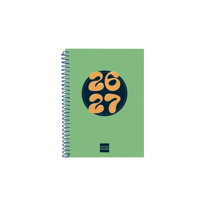 Agenda scolaire Finocam Cool 26/27 en catalan - Vue hebdomadaire horizontale - Format 8º - 120 x 164 mm - Couverture cartonnée l