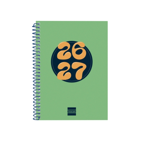Agenda scolaire Finocam Cool 26/27 en catalan - Vue hebdomadaire horizontale - Format 8º - 120 x 164 mm - Couverture cartonnée l