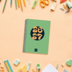 Agenda scolaire Finocam Cool 26/27 en catalan - Vue hebdomadaire horizontale - Format 8º - 120 x 164 mm - Couverture cartonnée l