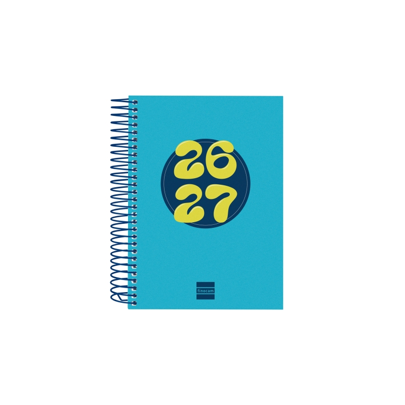Agenda scolaire Finocam Cool 26/27 - 1 jour par page - Format 8º - 120 x 164 mm - Couverture cartonnée lignée - Papier 80 g/m² -