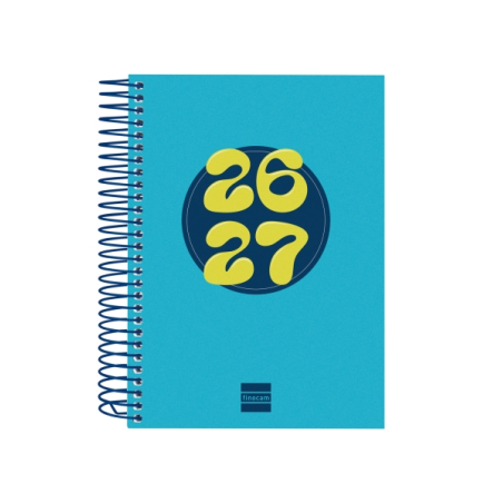 Agenda scolaire Finocam Cool 26/27 - 1 jour par page - Format 8º - 120 x 164 mm - Couverture cartonnée lignée - Papier 80 g/m² -