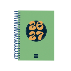 Agenda scolaire Finocam Cool 26/27 - 1 jour par page - Format 8e - 120 x 164 mm - Couverture cartonnée lignée - Papier 80 g/m² -
