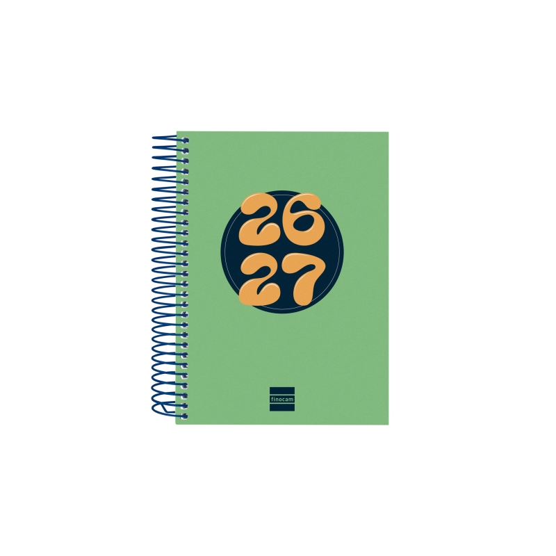 Agenda scolaire Finocam Cool 26/27 - 1 jour par page - Format 8e - 120 x 164 mm - Couverture cartonnée lignée - Papier 80 g/m² -