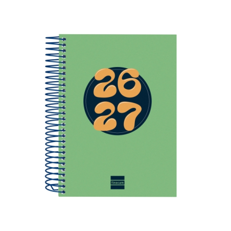 Agenda scolaire Finocam Cool 26/27 - 1 jour par page - Format 8e - 120 x 164 mm - Couverture cartonnée lignée - Papier 80 g/m² -