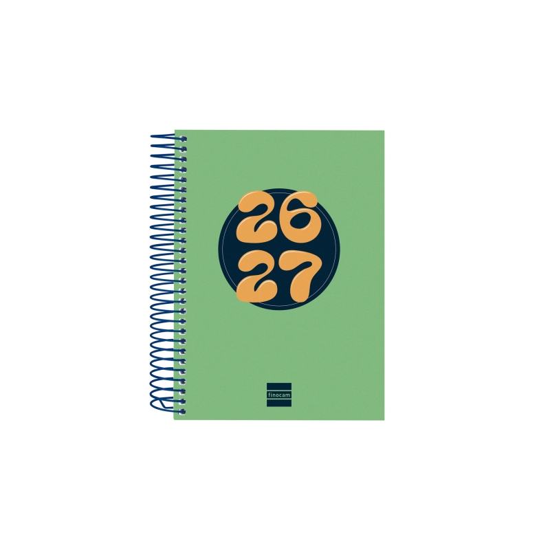 Agenda scolaire Finocam Cool 26/27 en catalan - 1 jour par page - Format 8º - 120 x 164 mm - Couverture cartonnée lignée - Papie