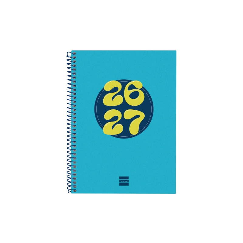 Agenda scolaire Finocam Cool 26/27 - Vue hebdomadaire horizontale - 4e format - 155 x 212 mm - Couverture cartonnée lignée - Pap
