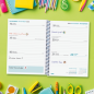 Agenda scolaire Finocam Cool 26/27 - Vue hebdomadaire horizontale - 4e format - 155 x 212 mm - Couverture cartonnée lignée - Pap