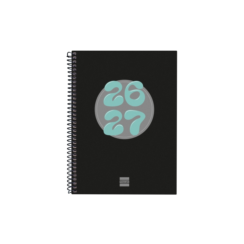 Agenda scolaire Finocam Cool 26/27 - Vue hebdomadaire horizontale - 4e format - 155 x 212 mm - Couverture cartonnée lignée - Pap