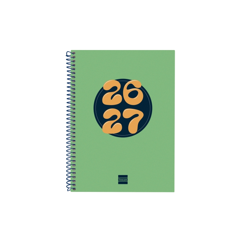 Agenda scolaire Finocam Cool 26/27 - Vue hebdomadaire horizontale - 4e format - 155 x 212 mm - Couverture cartonnée lignée - Pap