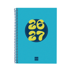 Agenda scolaire Finocam Cool 26/27 en catalan - Vue hebdomadaire horizontale - Format A4 - 155 x 212 mm - Couverture cartonnée l