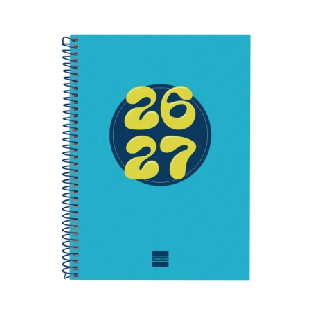 Agenda scolaire Finocam Cool 26/27 en catalan - Vue hebdomadaire horizontale - Format A4 - 155 x 212 mm - Couverture cartonnée l