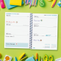 Agenda scolaire Finocam Cool 26/27 en catalan - Vue hebdomadaire horizontale - Format A4 - 155 x 212 mm - Couverture cartonnée l