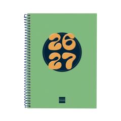 Agenda scolaire Finocam Cool 26/27 en catalan - Vue hebdomadaire horizontale - Format A4 - 155 x 212 mm - Couverture cartonnée l