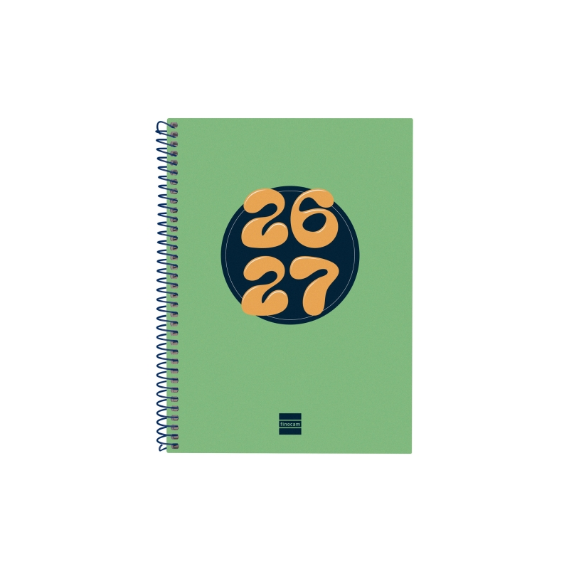 Agenda scolaire Finocam Cool 26/27 en catalan - Vue hebdomadaire horizontale - Format A4 - 155 x 212 mm - Couverture cartonnée l