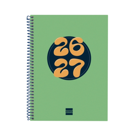 Agenda scolaire Finocam Cool 26/27 en catalan - Vue hebdomadaire horizontale - Format A4 - 155 x 212 mm - Couverture cartonnée l