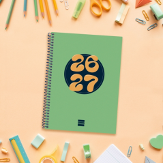Agenda scolaire Finocam Cool 26/27 en catalan - Vue hebdomadaire horizontale - Format A4 - 155 x 212 mm - Couverture cartonnée l