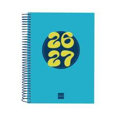 Agenda scolaire Finocam Cool 26/27 - 1 jour par page - 4e format - 155 x 212 mm - Couverture cartonnée lignée - Papier 80 g/m² -