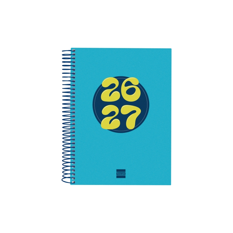 Agenda scolaire Finocam Cool 26/27 - 1 jour par page - 4e format - 155 x 212 mm - Couverture cartonnée lignée - Papier 80 g/m² -