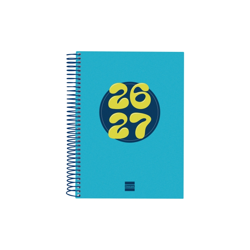 Agenda scolaire Finocam Cool 26/27 - 1 jour par page - 4e format - 155 x 212 mm - Couverture cartonnée lignée - Papier 80 g/m² -
